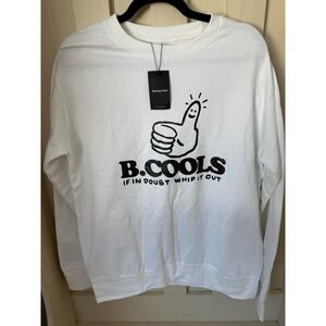 Barney Cools Mens Whip It Out Graphic Sweatshirt White Crewneck Size L NWT